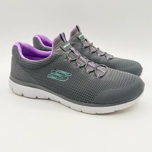 Skechers Summits Memory Foam Wide Fit Sneakers Women’s 8 Gray Purple